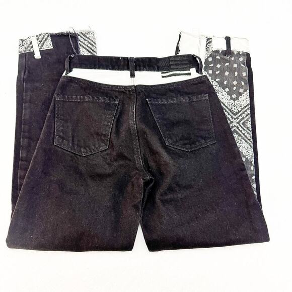 Revice Button Fly Bandana Paisley Patch Printed Straight Leg Denim Jeans Size 23 - Picture 7 of 8